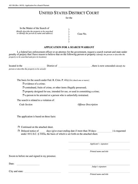 Search Warrant Template