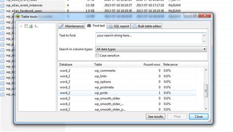 Search for all occurrences of a string in a mysql database duplicate
