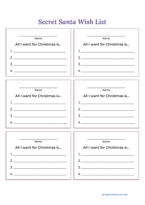 Secret Santa Word Template