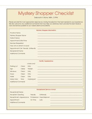 Secret Shopper Template