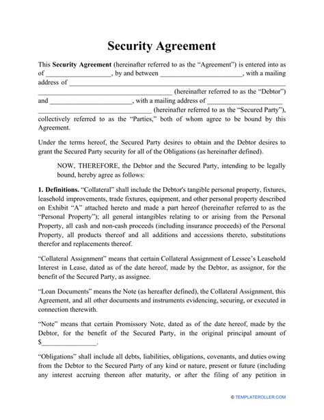 Security Agreement Template