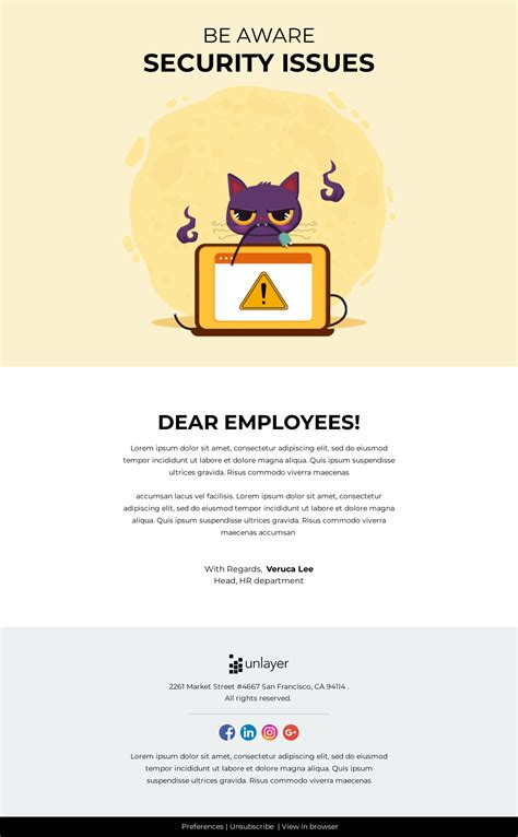 Security Awareness Email To Employees Template
