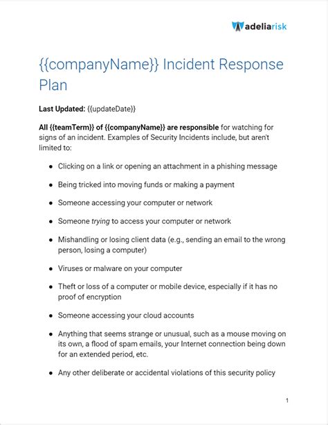 Security Incident Response Policy Template