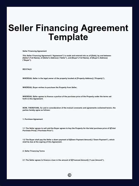 Seller Financing Agreement Template