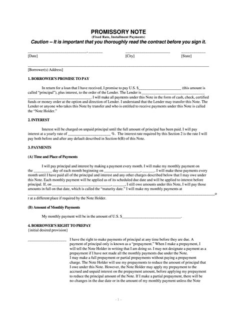 Seller Financing Promissory Note Template