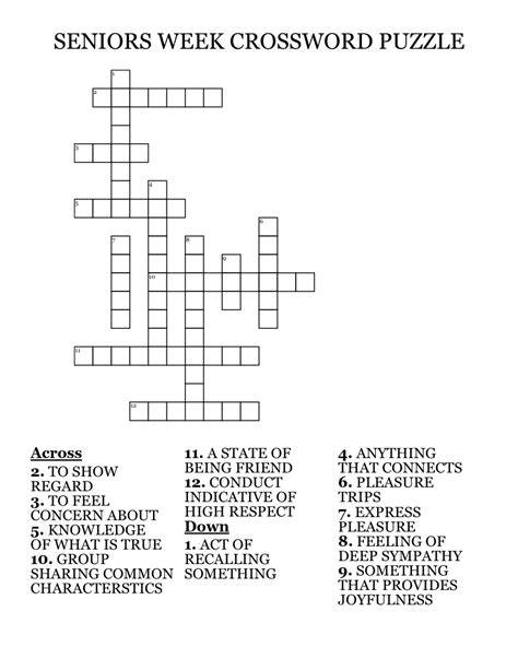 Seniors Crossword Puzzles Printable