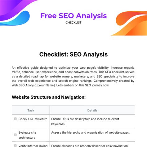 Seo Analysis Template