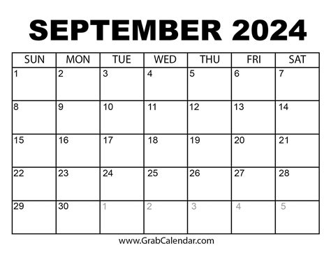 September Weekly Calendar Printable