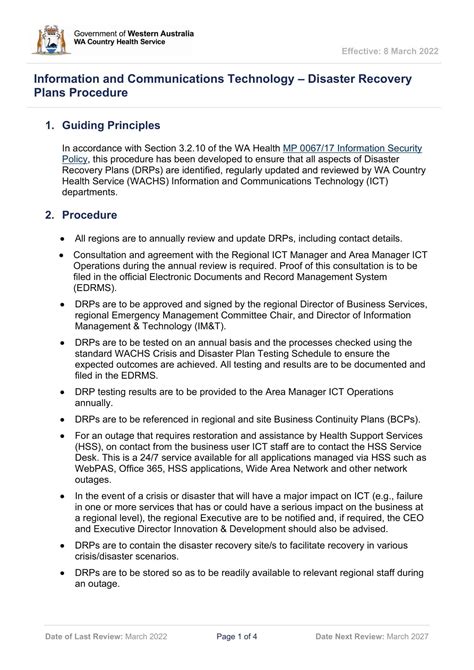 Server Disaster Recovery Plan Template