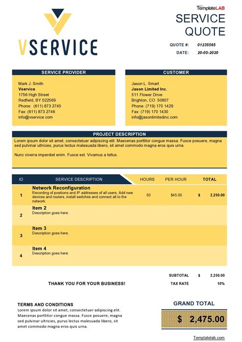 Service Quote Template