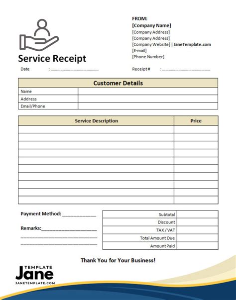 Service Receipt Template