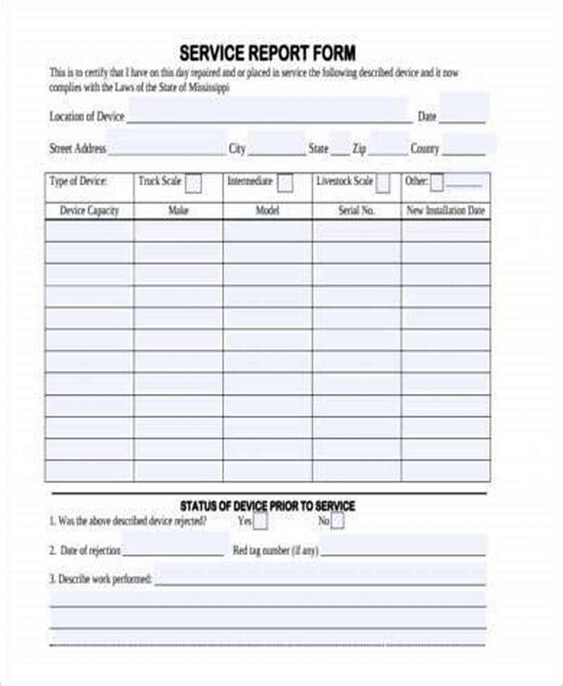 Service Report Form Sample