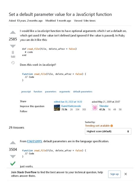 Set a default parameter value for a JavaScript function