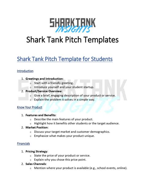 Shark Tank Pitch Template