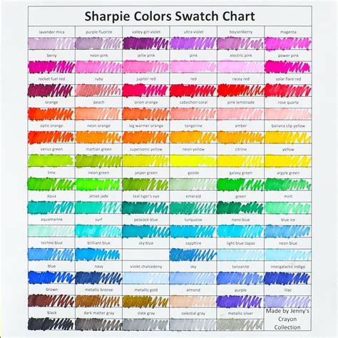 Sharpie Color Chart