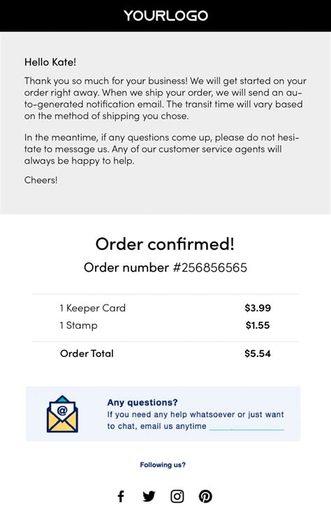 Shipping Confirmation Email Template