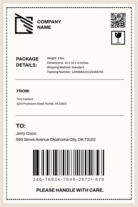 Shipping Label Template Free