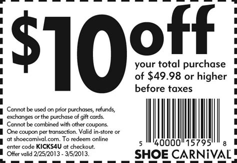 Shoe Carnival Coupons $10 Off Printable