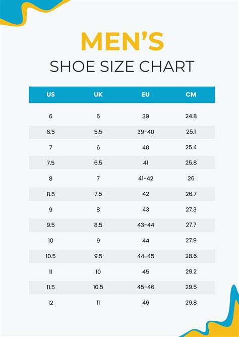Shoe Chart Size Men