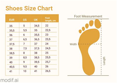 Shoe Size Chart E