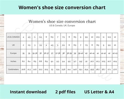 Shoe Size Conversion Chart Women