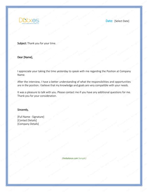 Short Thank You Email After Interview Template
