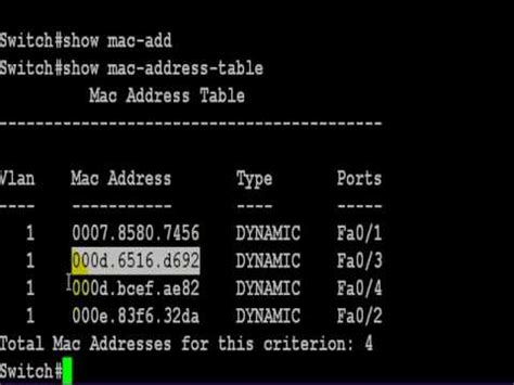 Show Mac Address Table Cisco Command