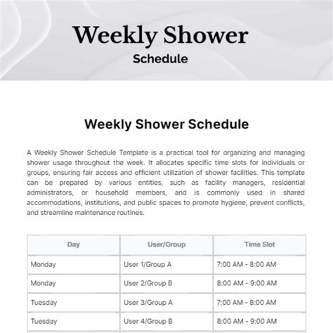 Shower Schedule Template