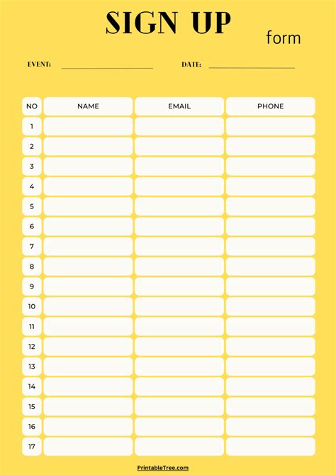 Sign In Sheet Template Free