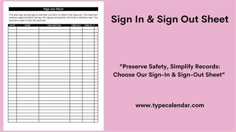 Sign Out Sheet Template Free