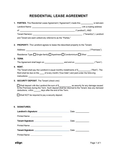Simple Free Printable Lease Agreement