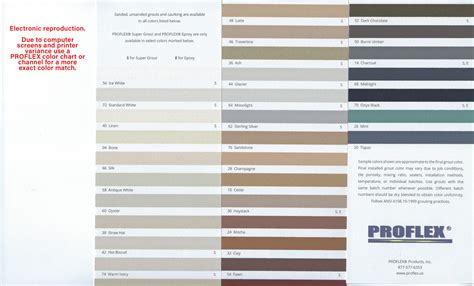 Simple Grout Color Chart