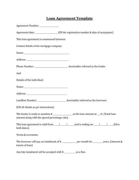 Simple Loan Document Template Free
