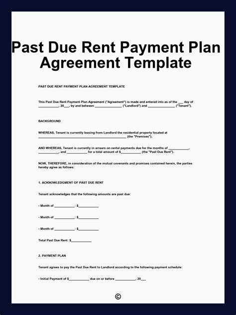 Simple Payment Plan For Late Rent Template Free