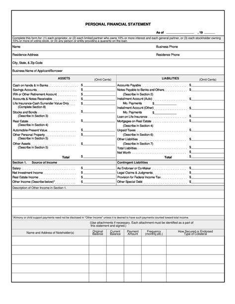 Simple Personal Financial Statement Template Excel Free Download