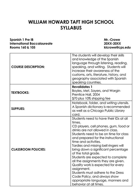 Simple Syllabus Template