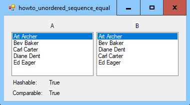 Simple way to find if two different lists contain exactly the same elements