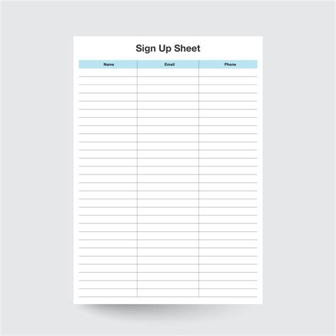 Sing Up Sheet Template