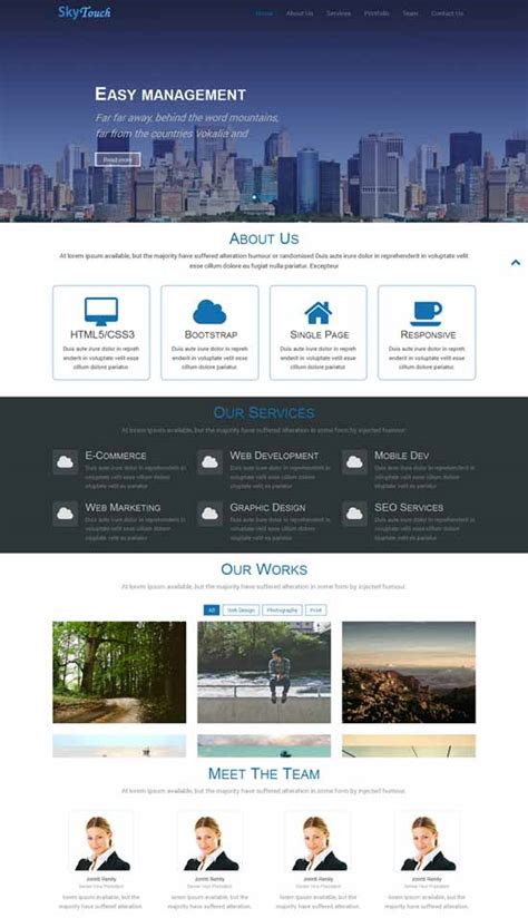 Single Page Design Template