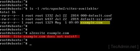 Site does not exist error for a2ensite