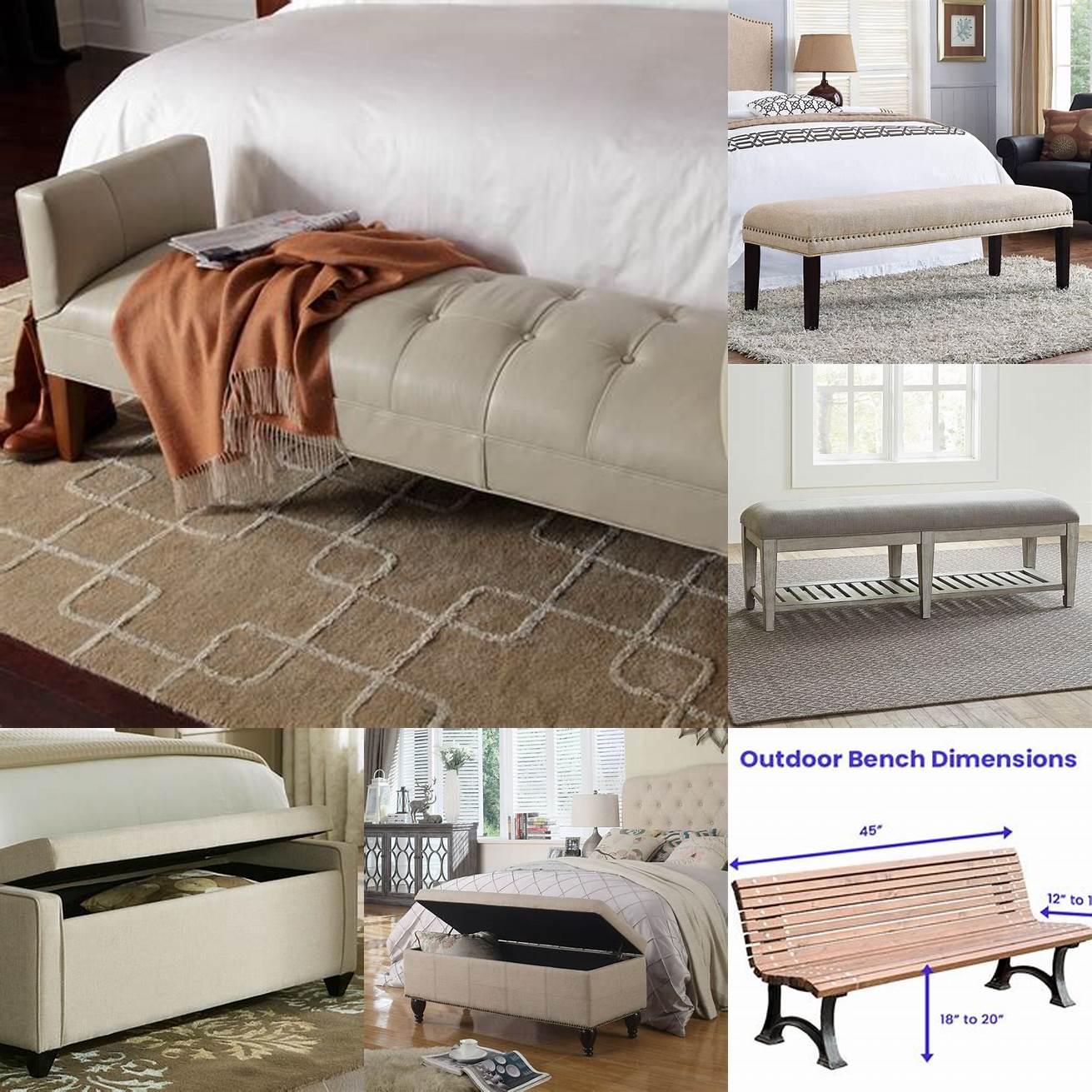 Size Make sure you measure the available space at the foot of your bed and choose a bench that fits comfortably
