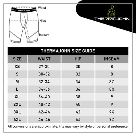 Size Chart For Compression Shorts