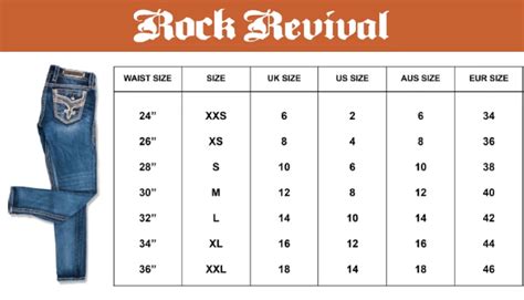 Size Chart For Rock Revival Jeans