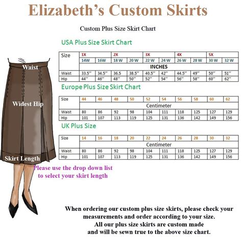 Size Chart For Skirts