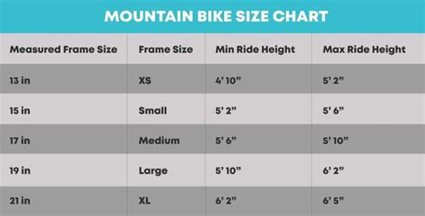 Size Chart Mountain Bike