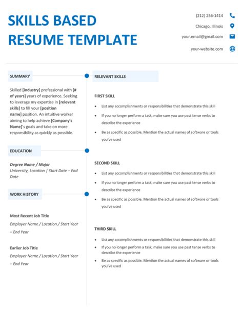 Skills Based Resume Template Word