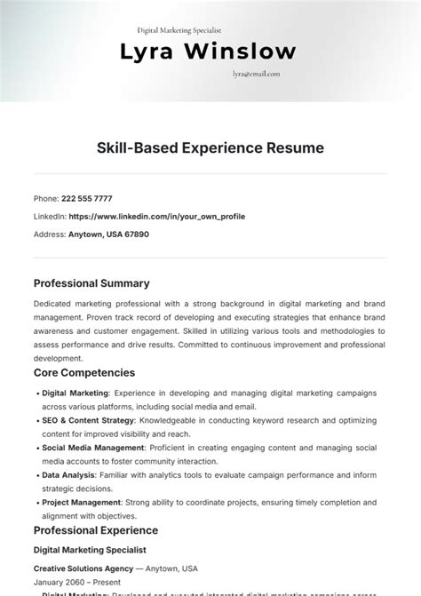Skills Based Resume Templates