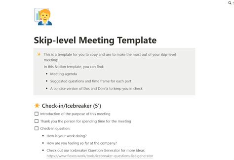 Skip Level Meeting Template