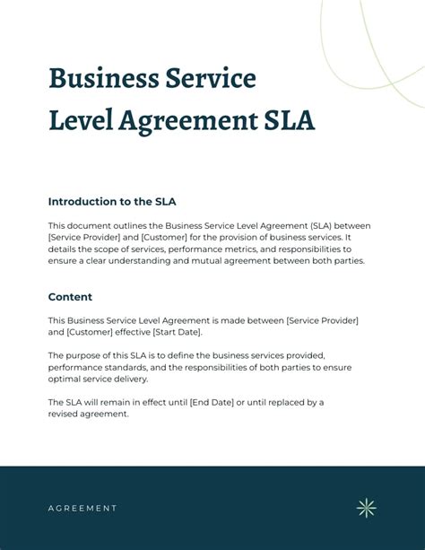 Sla Agreement Template