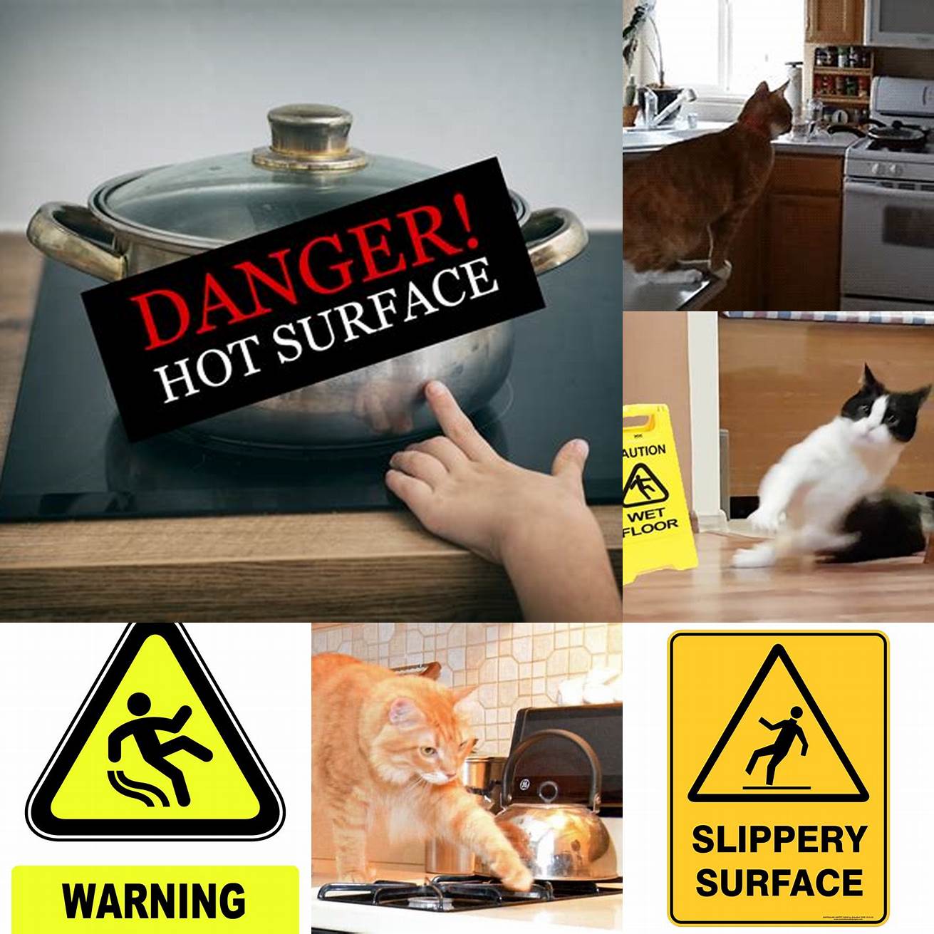 Slippery Surface - Cats may slip on a stove surface and accidentally touch a hot burner